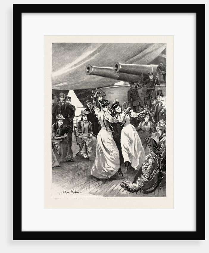 A Visit of the Channel Squadron to Cadiz: Two Spanish Ladies Dancing the Sevillana at an at Home on Board Ship, Spain by Anonymous