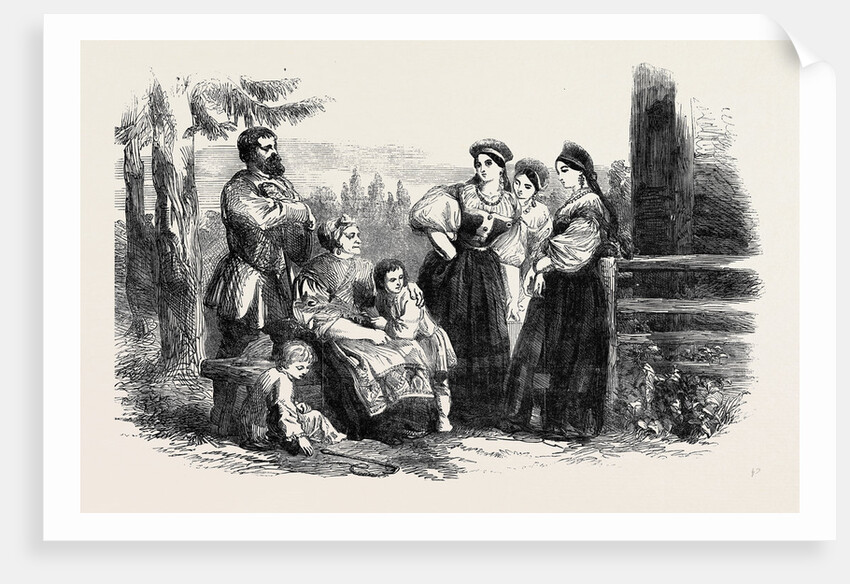 Russian Life: Fete Costume of Russian Peasants, in the Environs of St. Petersburg by Anonymous