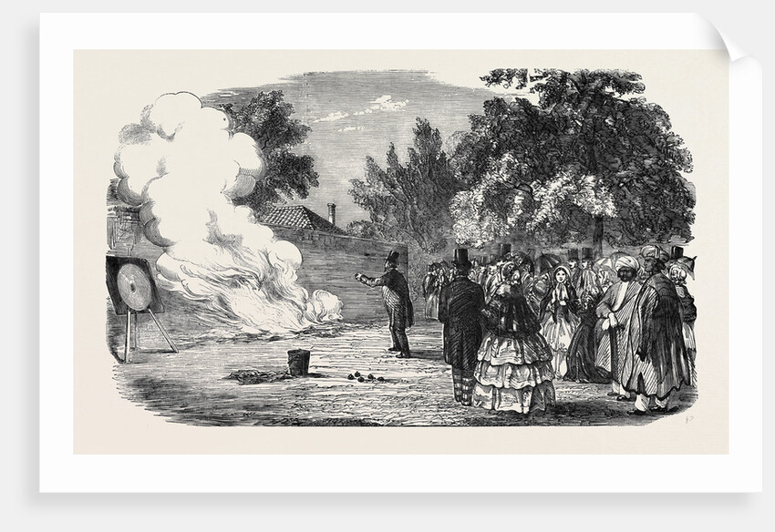 Captain Disney's War Projectile Experiments, in the Grounds of Mulgrave House, Fulham by Anonymous