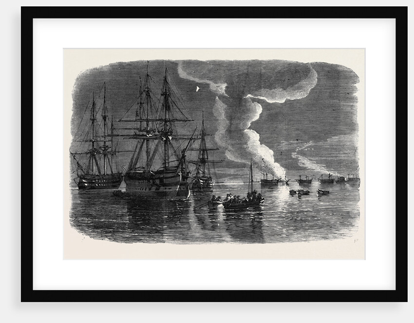 Russian Frigate on Fire in Sebastopol Harbour by Anonymous