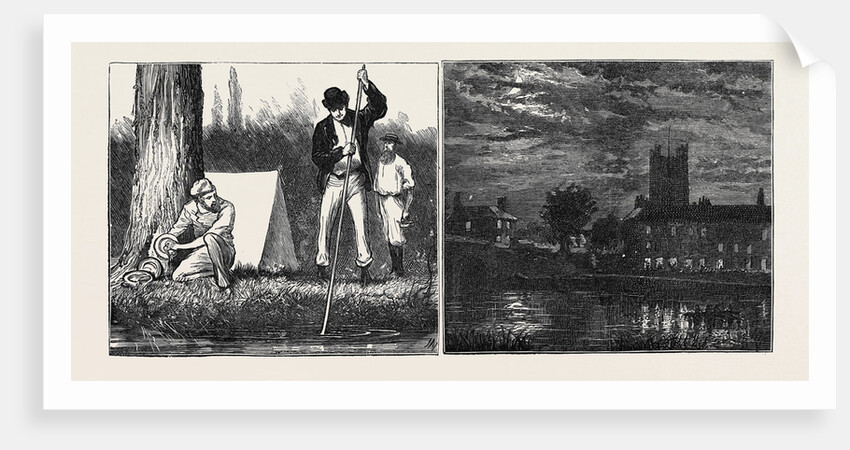 Henley Regatta; Left: Fishing for Our Last Bit of Soap, Right: The Finish by Anonymous