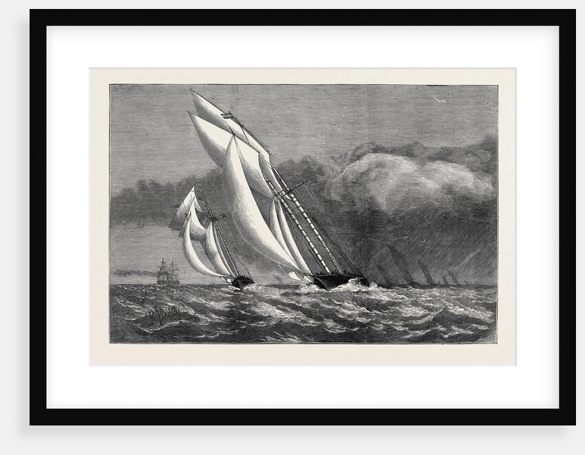 The International Yacht Race, the Corinne and Enchantress Struck by a Squall, August 8, 1874 by Anonymous