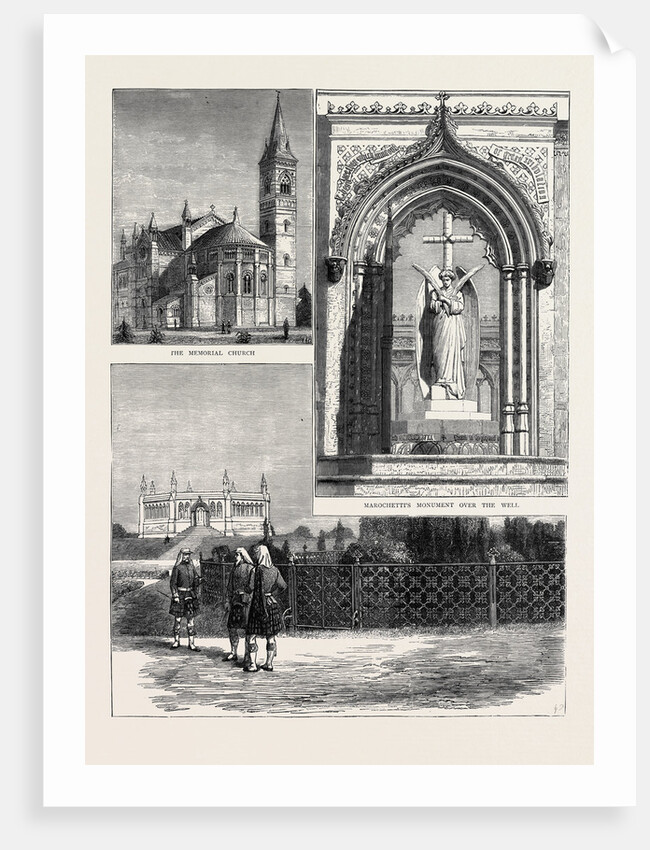 Scene of the Cawnpore Massacre of 1857, Memorial Building and Gardens, the Memorial Church, Marochetti's Monument Over the Well by Anonymous