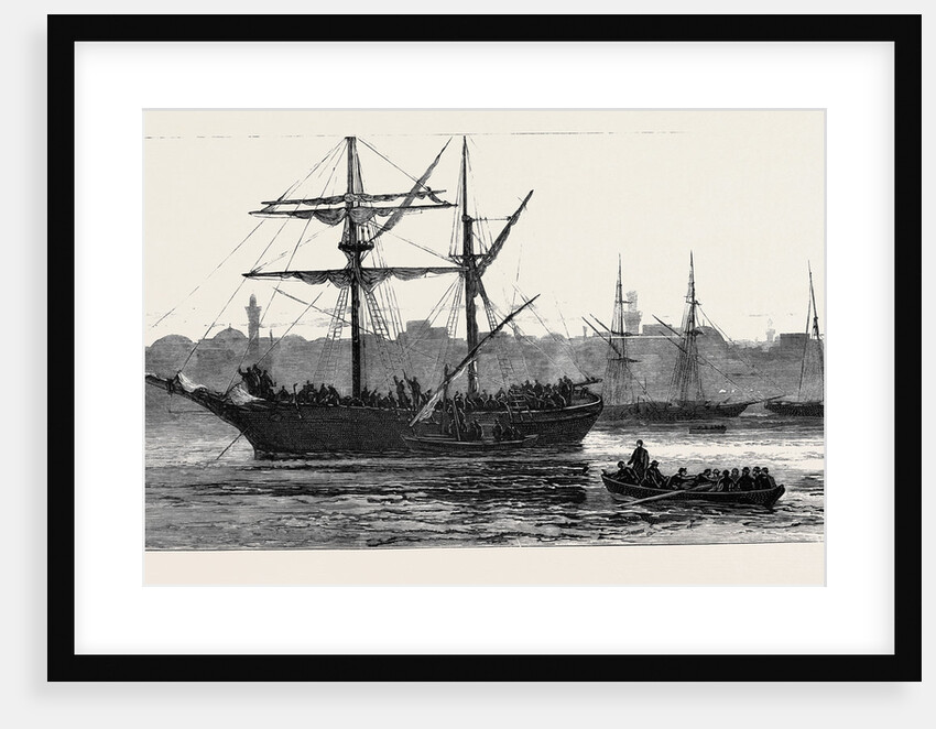The Crisis in Egypt: Refugees Embarking on Board a Native Coaster after the Recent Rising at Alexandria by Anonymous