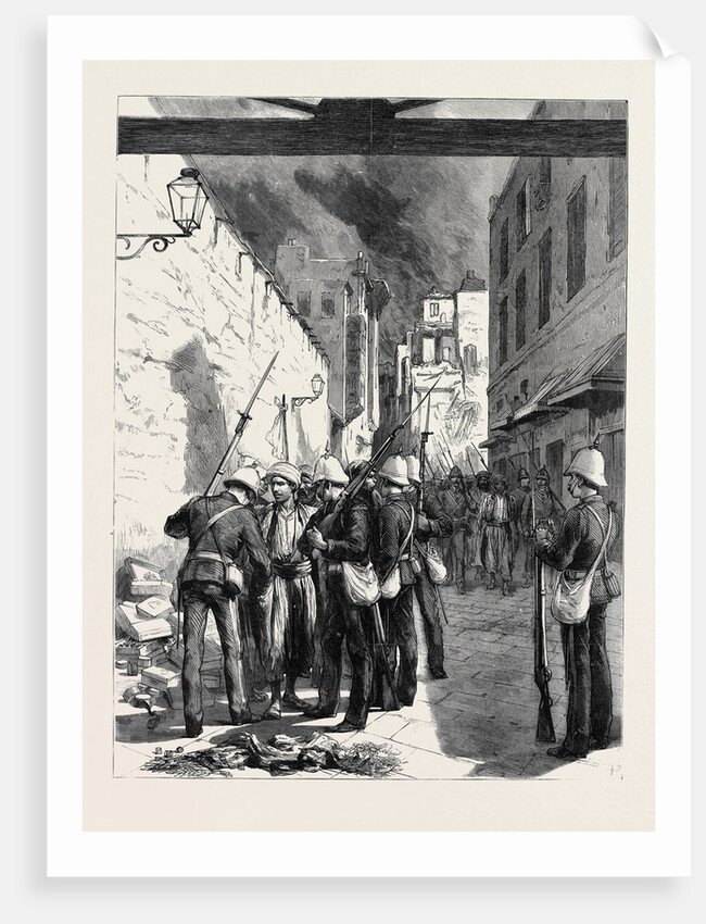The Burning of Alexandria: British Marines Arresting Arab Looters at the Custom House Gate, Egypt by Anonymous