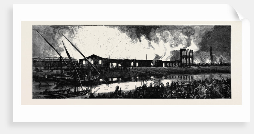The War in Egypt, the Occupation of Cairo: The Explosion at the Cairo Railway Station, View from the Opposite Side of the Canal by Anonymous