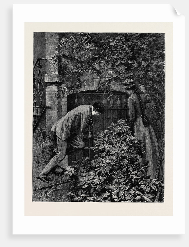 Kit, a Memory; Three of These Iron Uprights He Shook Lightly; Each of Them in Time Yielded, and Passing Them Through the Holes in the Bar that Formed Their Cross Support He Laid Them on the Margin of the Flower-Bed. by Anonymous