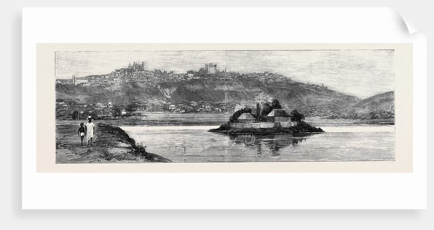 Antananarivo from the Queen's Island, Showing the Queen's Palace on the Top of the Hill, and Her Summer Palace on the Island in the Lake, Madagascar by Anonymous