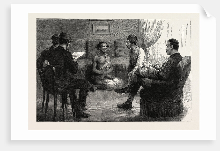 The Rebellion in the Soudan: General Sartorius Examining at Suakim a Messenger Who Had Escaped from Toka Through the Rebel Lines by Anonymous