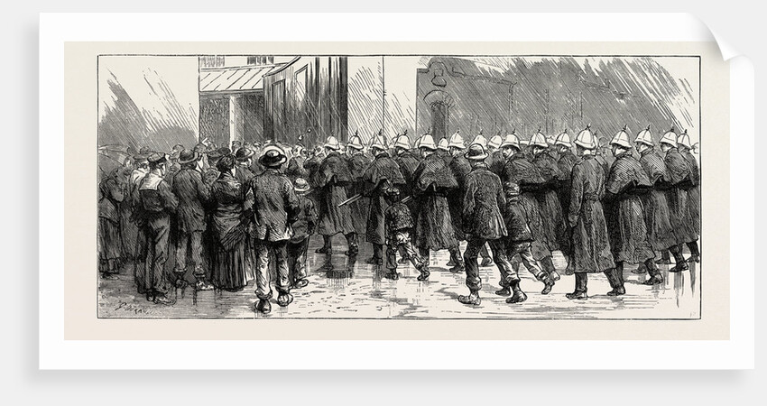 The Rebellion in the Soudan Reinforcements Leaving Portsmouth: The Royal Marine Artillery from Eastney Barracks Entering Portsmouth Dockyard by Anonymous