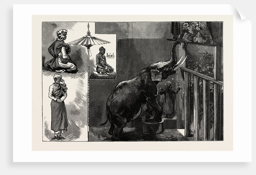 The Burmese Priests and Mr. Barnum's Elephant at the Zoological Gardens by Anonymous