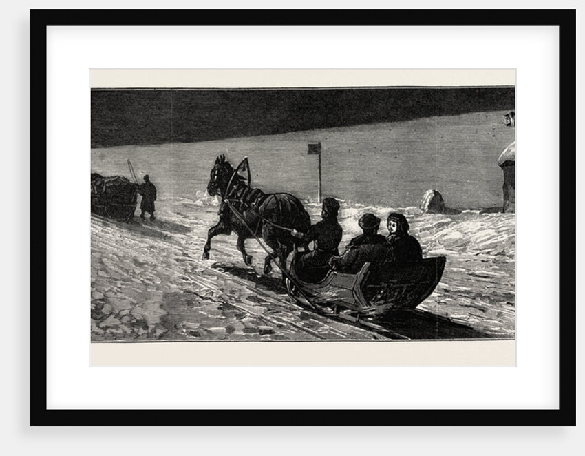 Winter in Russia: The Road Across the Ice Between Cronstadt and Oranienbaum after the Arrival of the Night Train from St. Petersburg by Anonymous