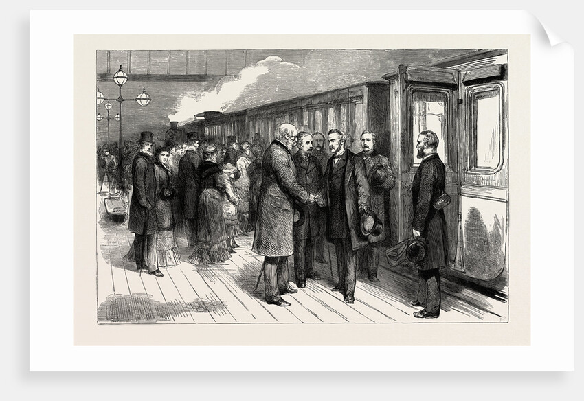 The Mission to the Soudan Goodbye at Charing Cross Station London. In the Foreground: Duke of Cambridge General Gordon Lord Wolseley and Colonel Stewart by Anonymous