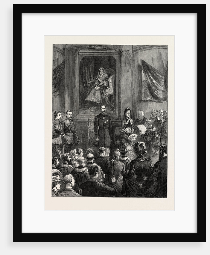 The Visit of the Lord Lieutenant of Ireland to Belfast: Unveiling the Portrait of the Queen in the Council Chamber of the Municipal Buildings by Anonymous