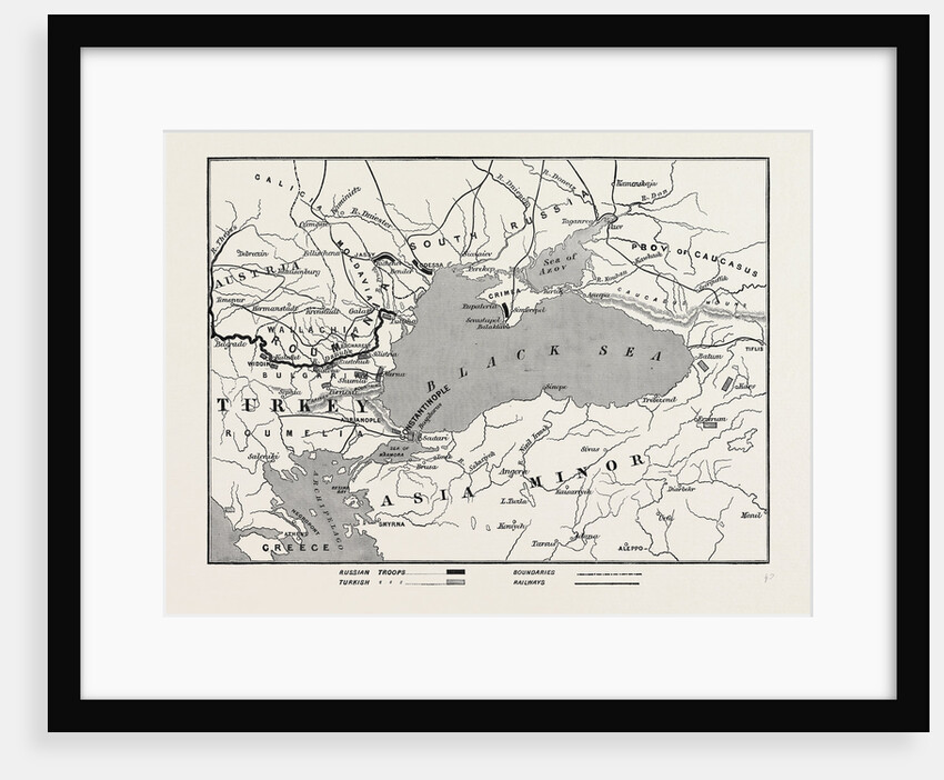 The Impending War, Map of Turkey and Southern Russia, Showing the Relative Positions of the Russian and Turkish Armies, 1877 by Anonymous