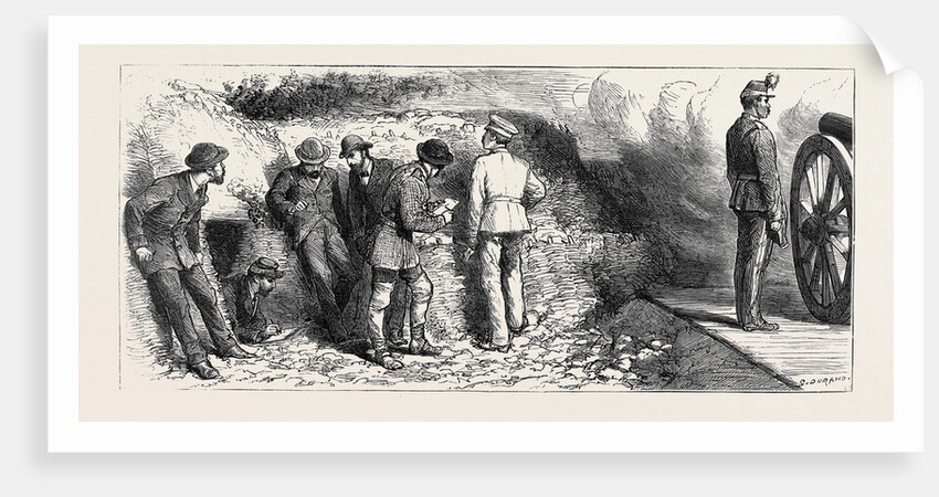 The War in the East, Prince Charles' Journey from Bucharest to Kalafat: The Correspondents' Quarters in the Carlo First Battery, Kalafat, Drawing Fire, a Return Shot by Anonymous