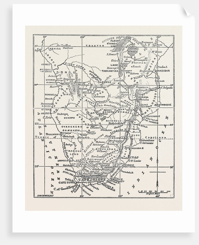 Dr. Livingstone's Route, Africa, 1870 by Anonymous