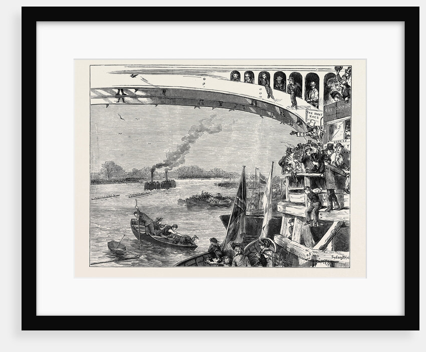 The Oxford and Cambridge Boat Race: At Barnes Bridge, 1870 by Anonymous