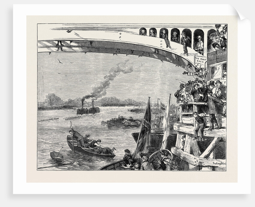 The Oxford and Cambridge Boat Race: At Barnes Bridge, 1870 by Anonymous
