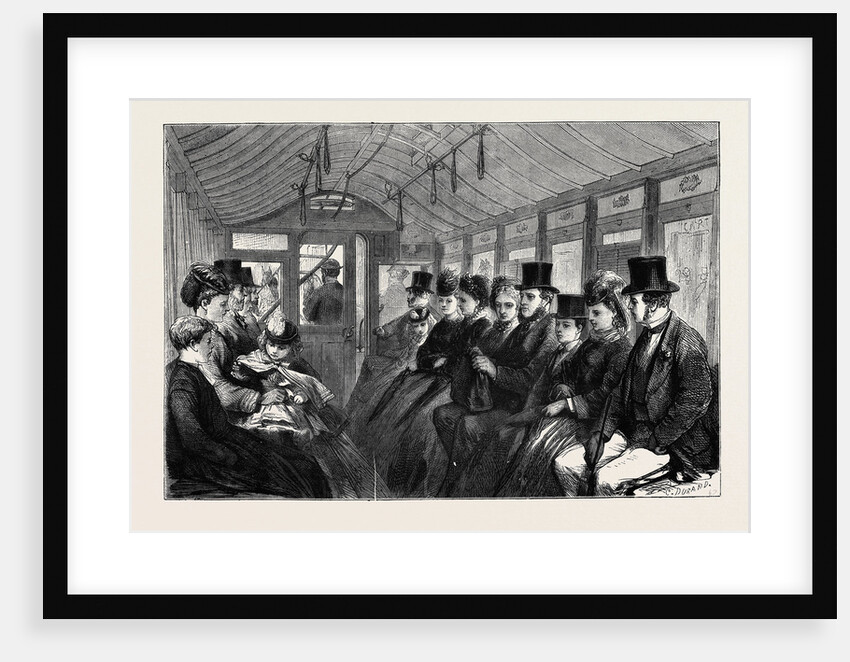 The Brixton and Kennington Tramway. Interior of a Carriage, London, 1870; Metropolitan Street Tramway Company by Anonymous