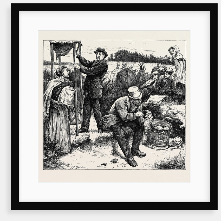 On the Road to the Derby, the Punch and Judy Man, 1870 by Anonymous