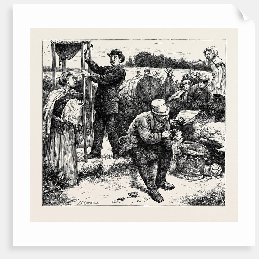 On the Road to the Derby, the Punch and Judy Man, 1870 by Anonymous