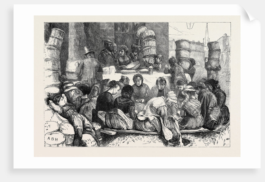 Early Morning in Covent Garden Market, Shelling Peas, London, 1870 by Anonymous