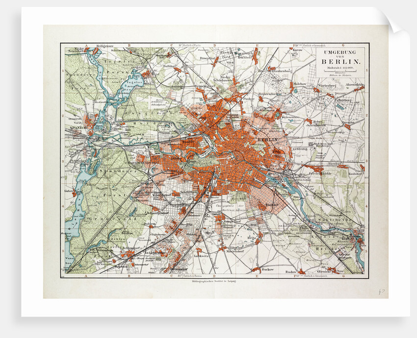 Map of Berlin and the Surrounding Area Germany 1899 by Anonymous
