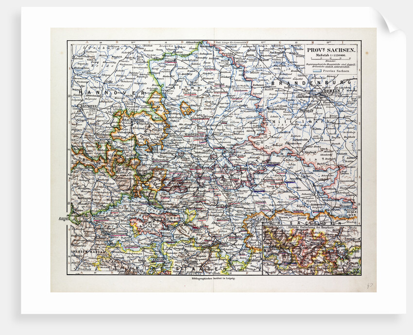 Map of Sachsen-Anhalt Sachsen Saxony Germany 1899 by Anonymous