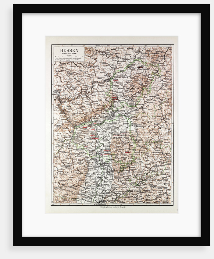 Map of Hessen Germany 1899 by Anonymous