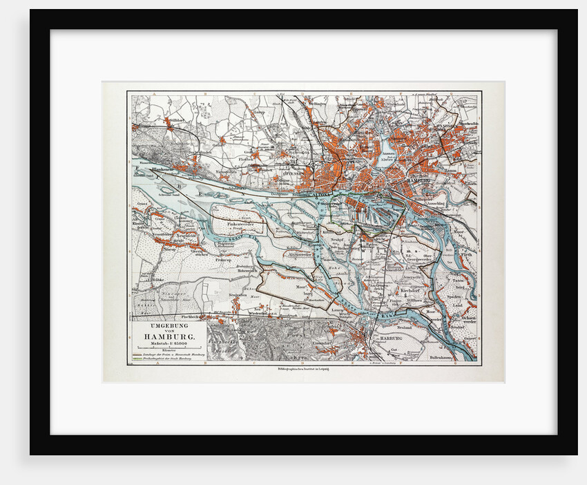 Map of Hamburg and the Surrounding Area Germany 1899 by Anonymous