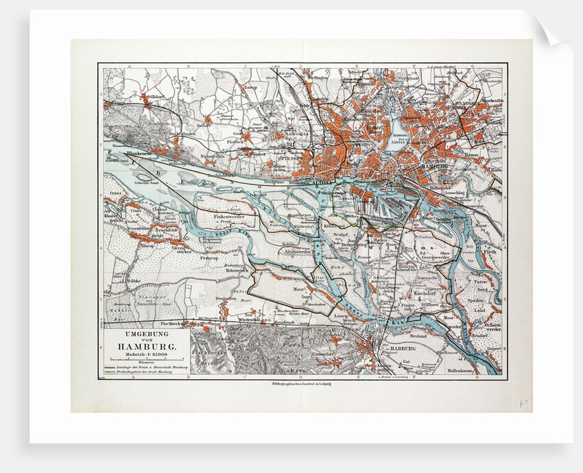 Map of Hamburg and the Surrounding Area Germany 1899 by Anonymous