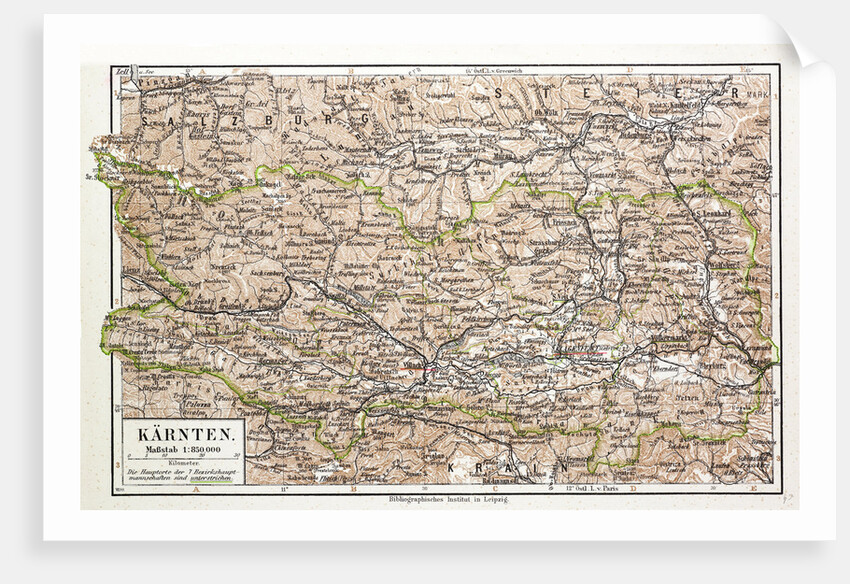 Map of Kärnten Austria 1899 by Anonymous