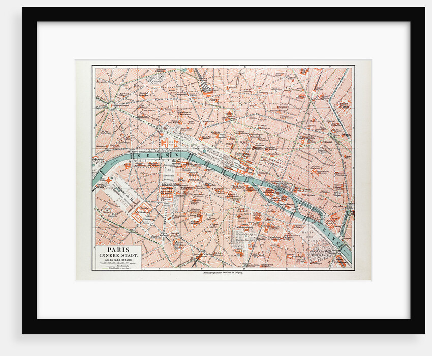 Map of the Centre of Paris France 1899 by Anonymous