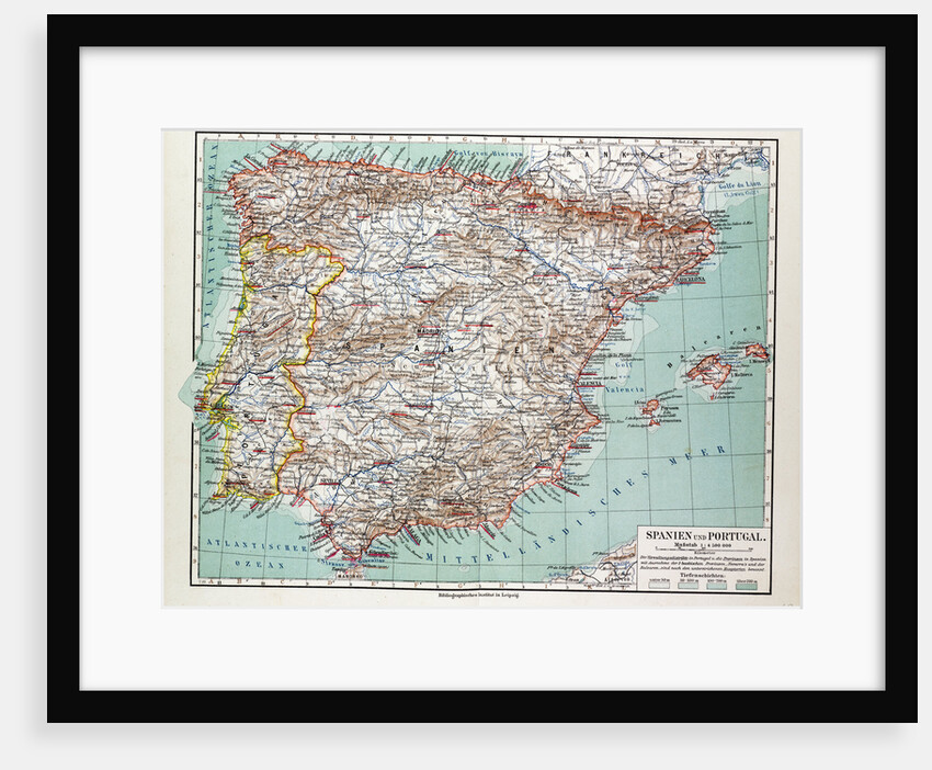 Map of Spain and Portugal 1899 by Anonymous