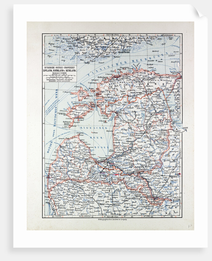 Map of Estland Letland Lithuania 1899 by Anonymous