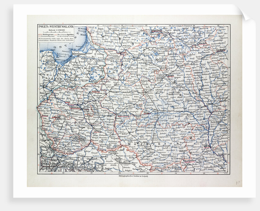 Map of Poland Belarus and Ukraine 1899 by Anonymous