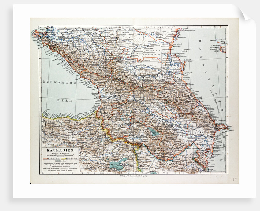 Map of Transcaucasia Georgia Azerbaijan Armenia 1899 by Anonymous
