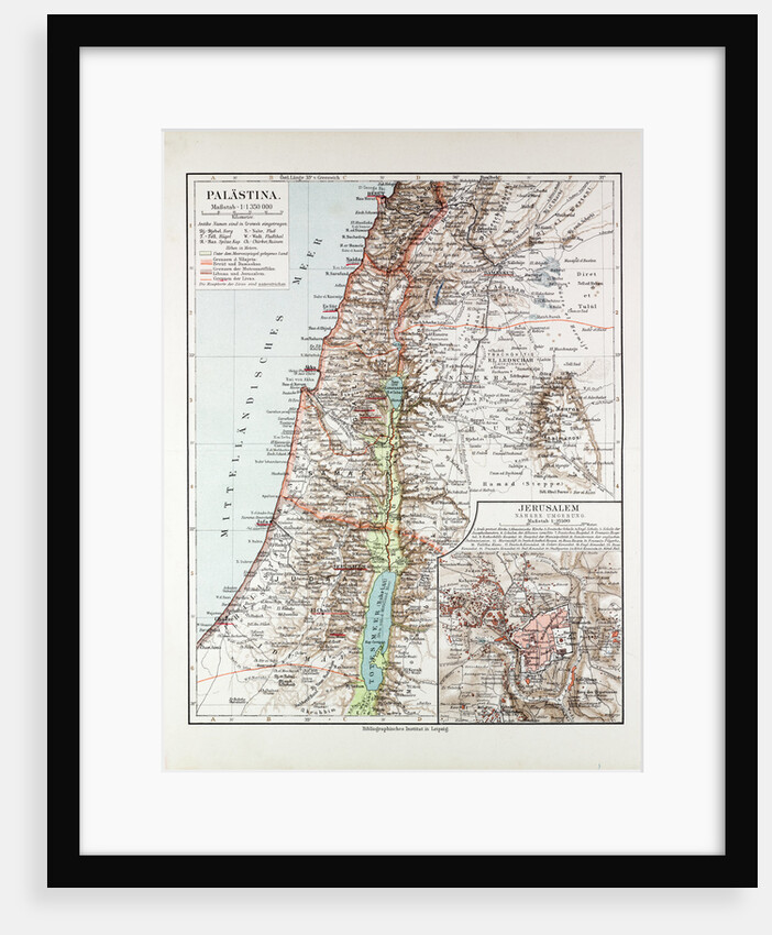 Map of Israel Jerusalem the Southern Part of Syria Lebanon the Western Part of Jordan 1899 by Anonymous