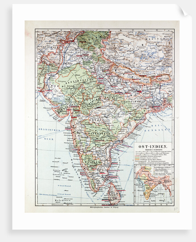Map of India Pakistan and Tibet 1899 by Anonymous
