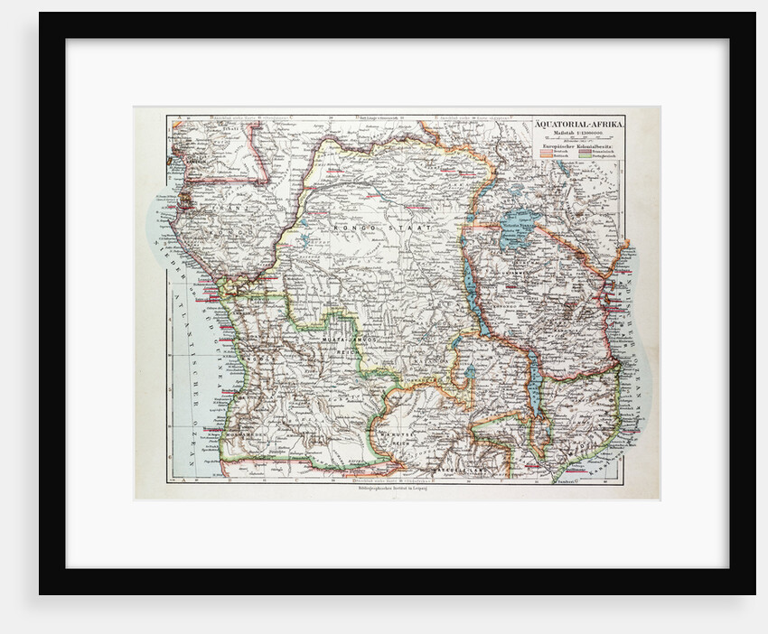 Map of Equatorial Africa the Republic of Mozambique the Republic of Angola Uganda Kenya 1899 by Anonymous