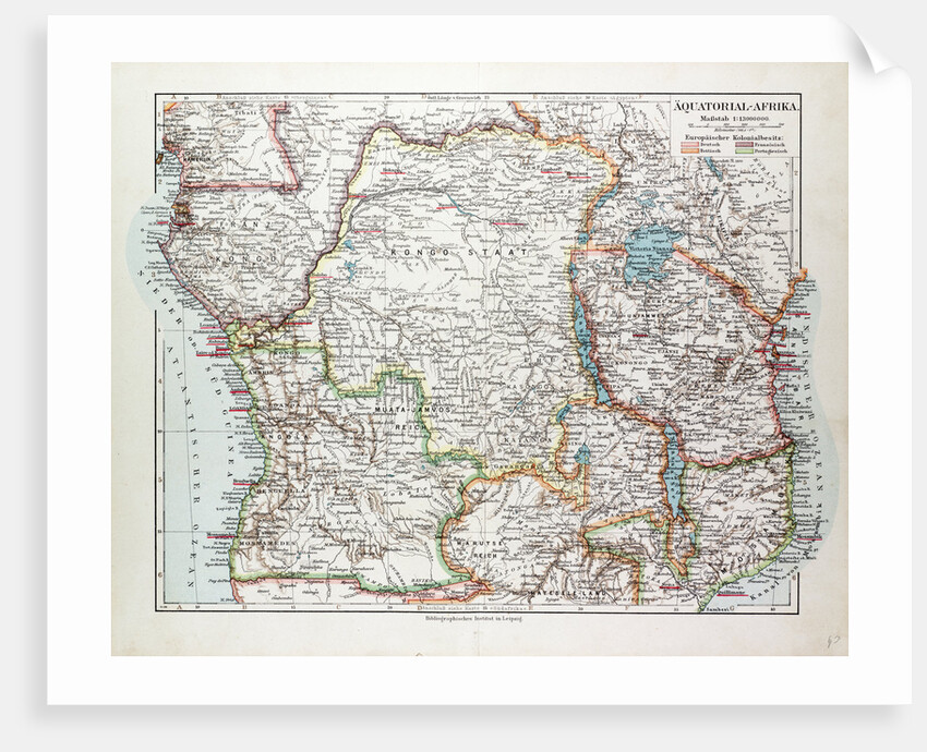 Map of Equatorial Africa the Republic of Mozambique the Republic of Angola Uganda Kenya 1899 by Anonymous