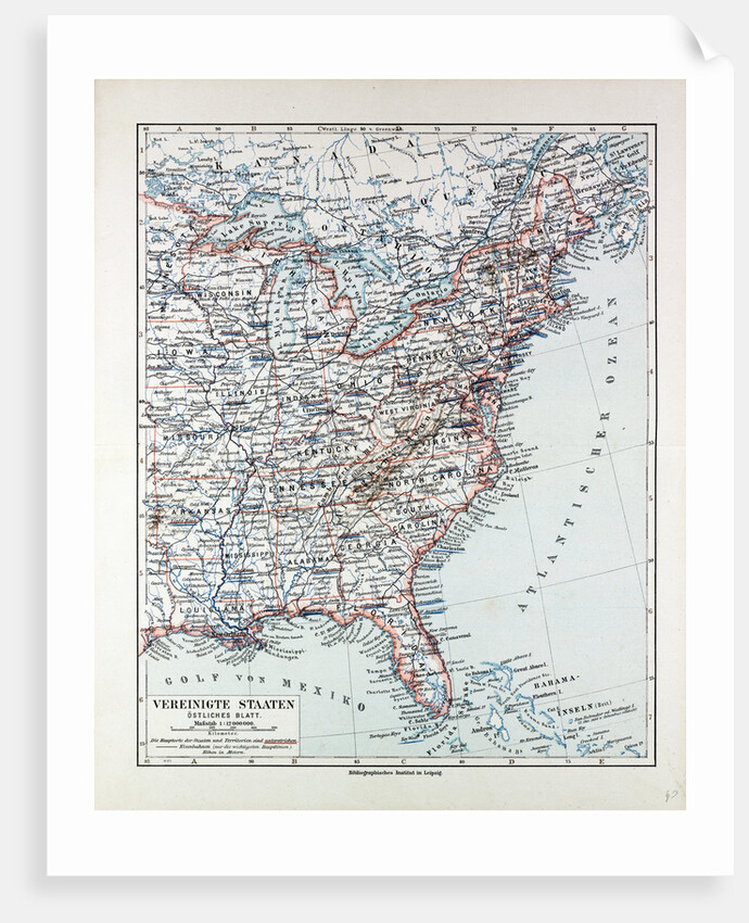 Map of the Eastern Part of the United States of America 1899 by Anonymous