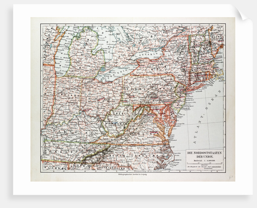 Map of the North East of the United States of America 1899 by Anonymous