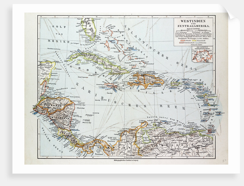 Map of Honduras Nicaragua Costa Rica the Northern Part of Columbia Venezuela Cuba 1899 by Anonymous