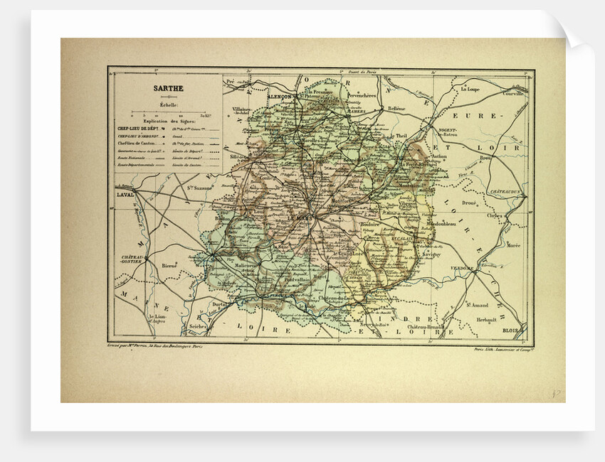 Map of Sarthe France by Anonymous