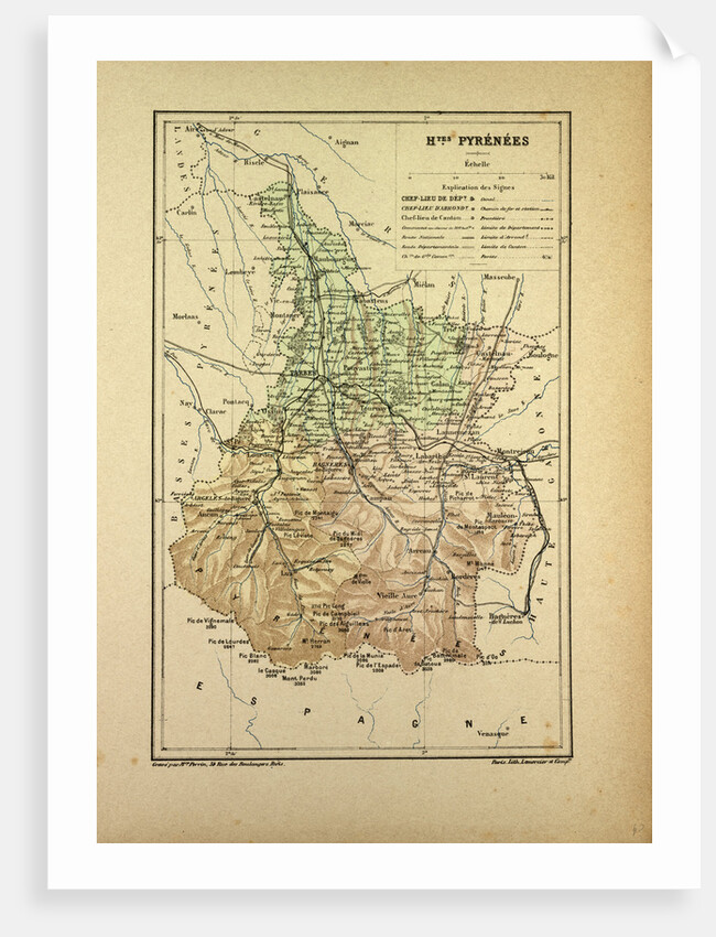 Map of Hautes Pyrénées France by Anonymous