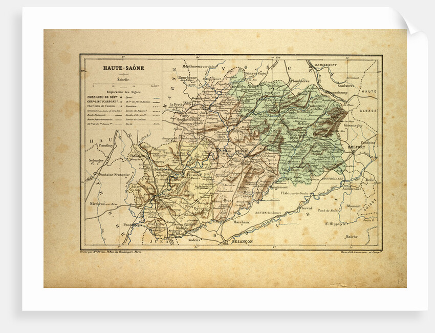 Map of Haute-Saône France by Anonymous