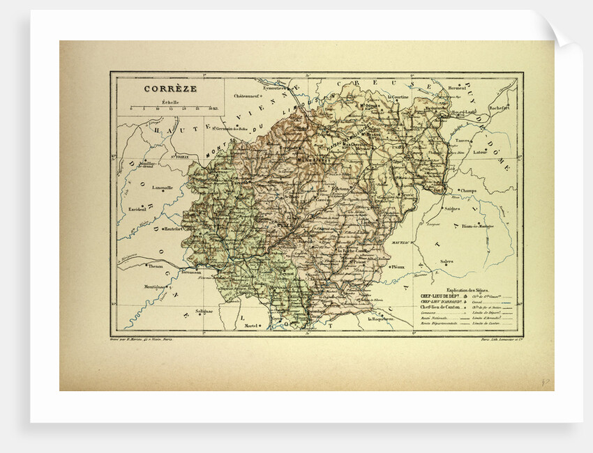 Map of Corrèze France by Anonymous