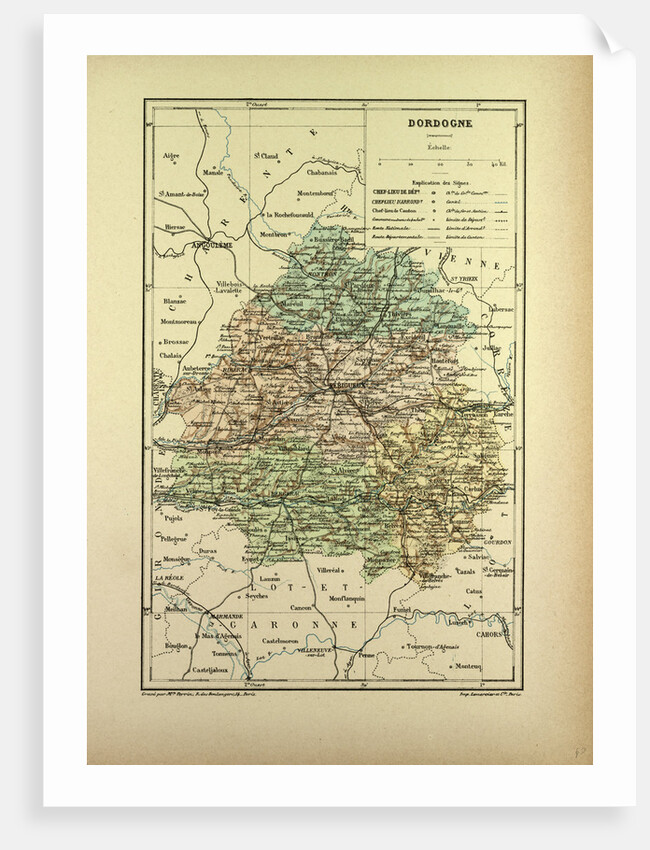 Map of Dordogne France by Anonymous